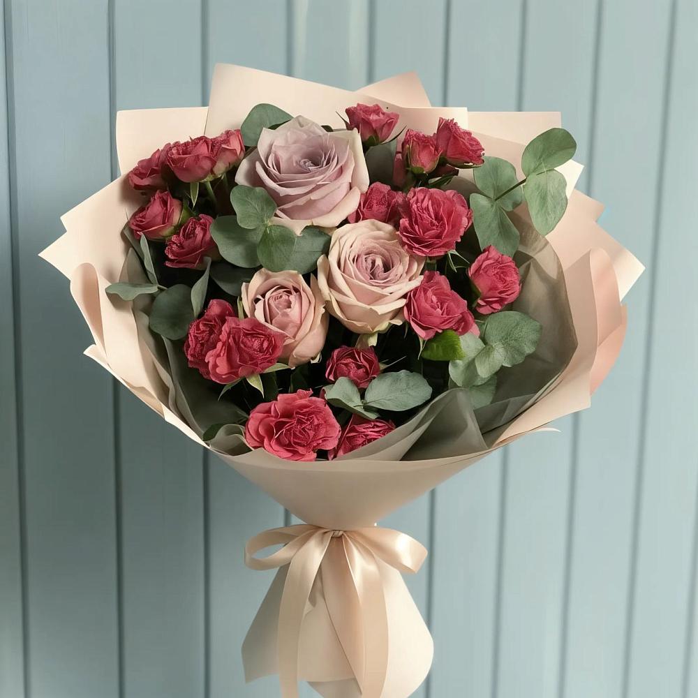 Букет цветов из: Гвоздики и Розы в Ельне