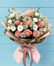 Букет цветов из:  Розы, Альстромерии и Лизиантусы в Ельне