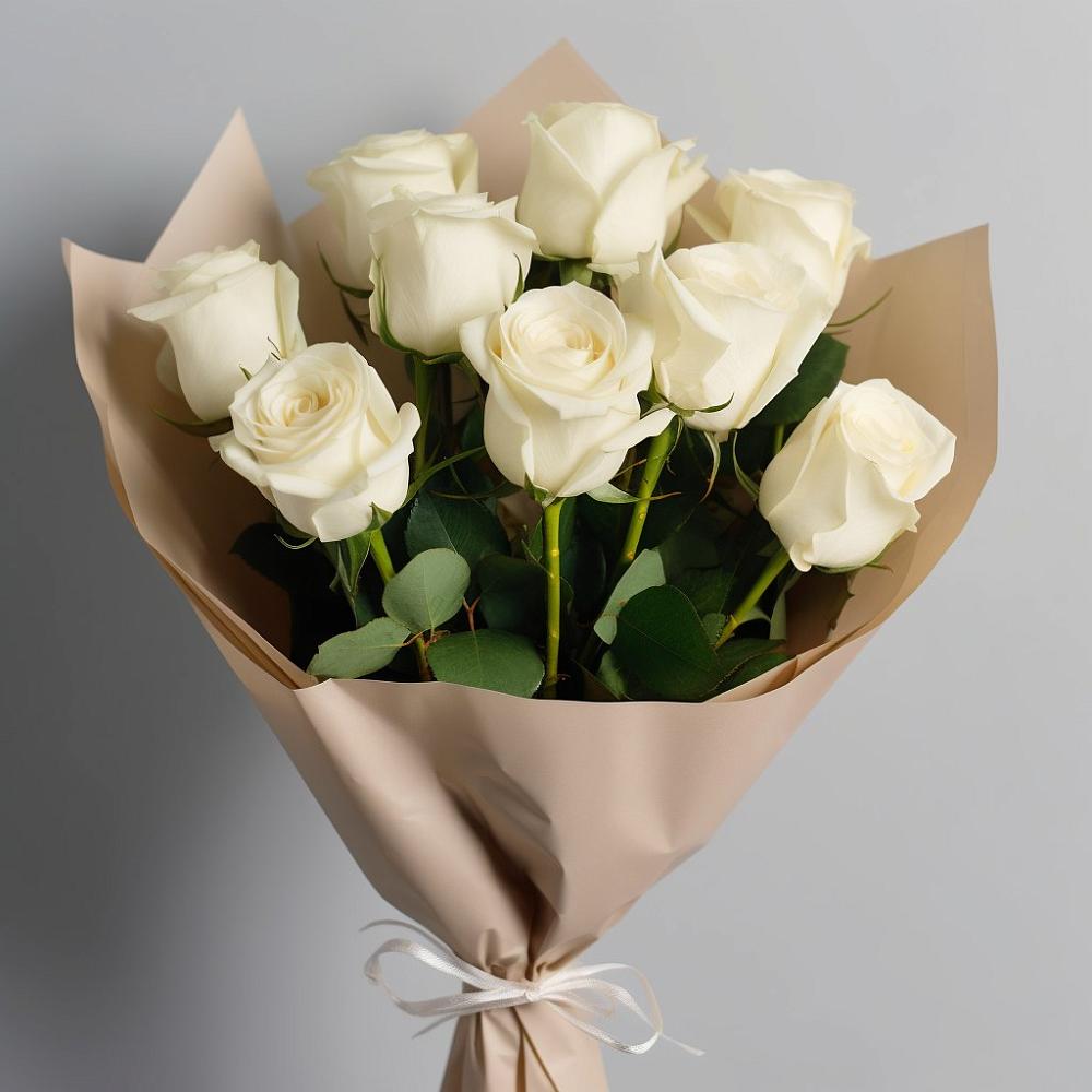 Букет 9 Белых роз Эдлесс Лав в Ельне