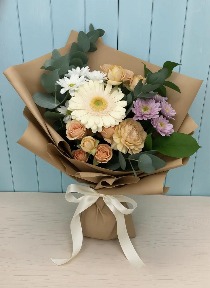 Букет цветов из: Герберы и Хризантемы в Ельне