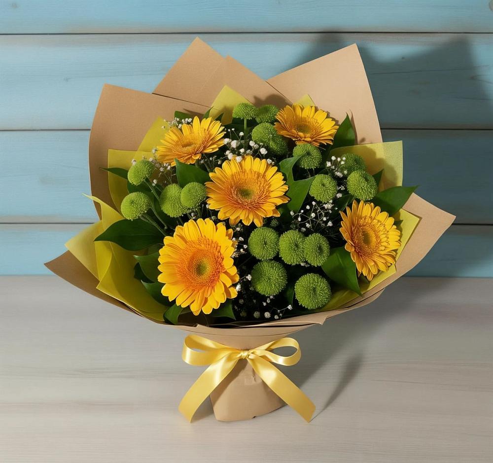Букет цветов из: Герберы и Хризантемы в Ельне