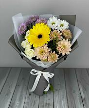 Букет цветов из:  Розы, Герберы и Хризантемы в Ельне