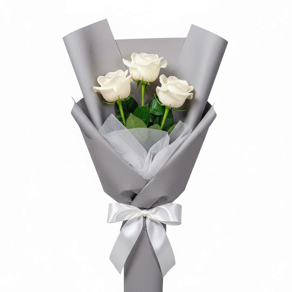 Букет 3 белые розы в Ельне