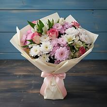 Букет цветов из:  Хризантемы, Альстромерии и Розы в Ельне