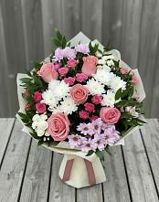 Букет цветов из:  Альстромерии, Гвоздики, Розы и Хризантемы #REPLACE_PRED# Ельне