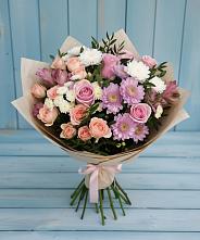 Букет цветов из:  Хризантемы, Розы и Альстромерии в Ельне