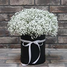 Цветочная композиция из Гипсофила в шляпной коробке в Ельне